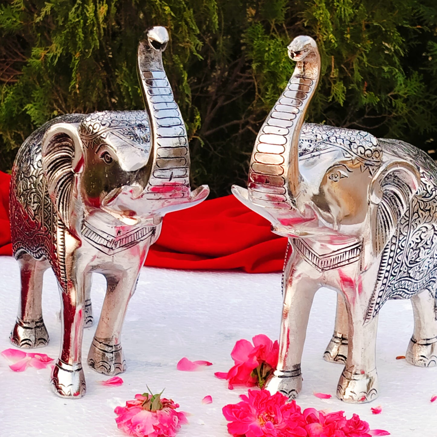 German Silver Elephant Set of 2