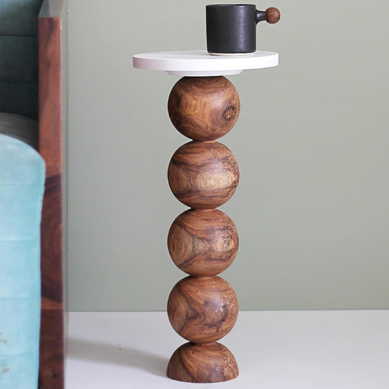 Teakwood Ball Side Table