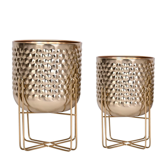 Set of 2 Hammered Planters