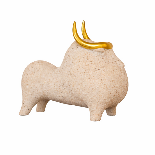 Luxury Golden Horn Bull Sculpture – Symbol of Strength & Prosperity