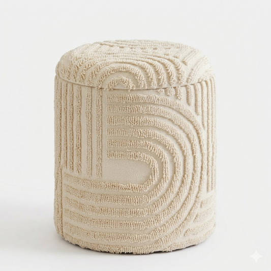 Textured Pouffee with Storage