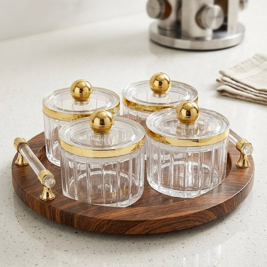 Elegant Revolving Jar Set with Tray