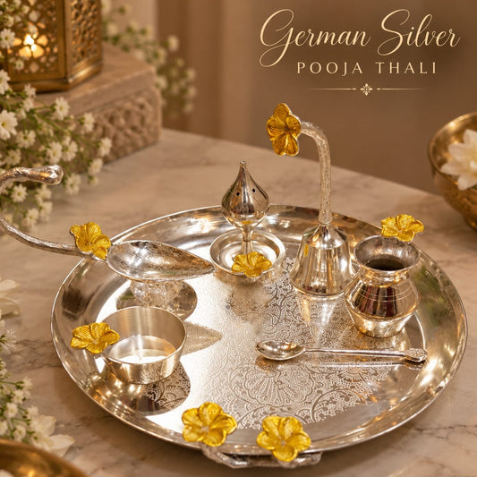 German silver Pooja thali set of 7