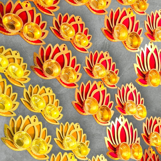 Mutlicolour Lotus Diya Set of 30
