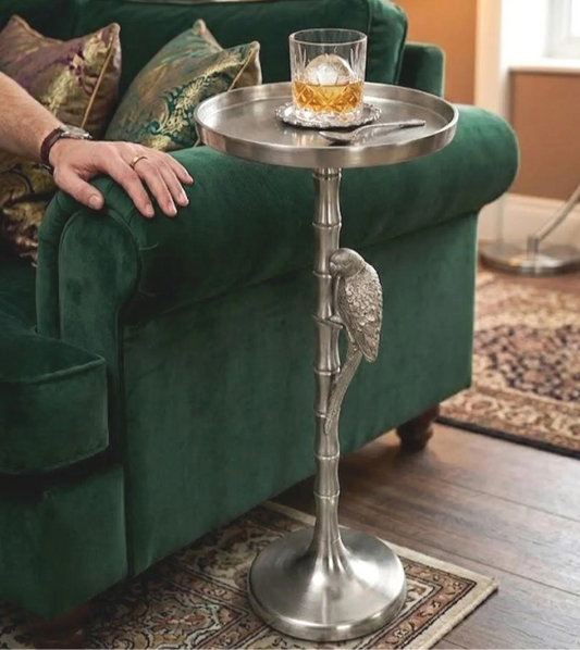 Intricate Parrot Brass Side Table